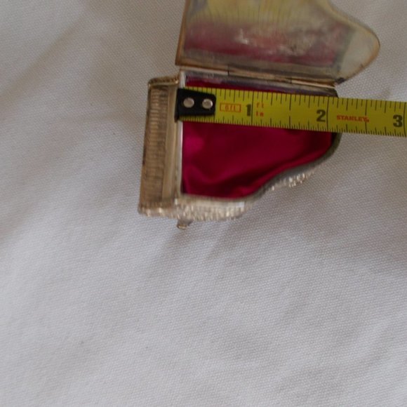 𝅺vintage Silver Red Enamel Tiny Piano Jewelry Treasure Box - Picture 5 of 6